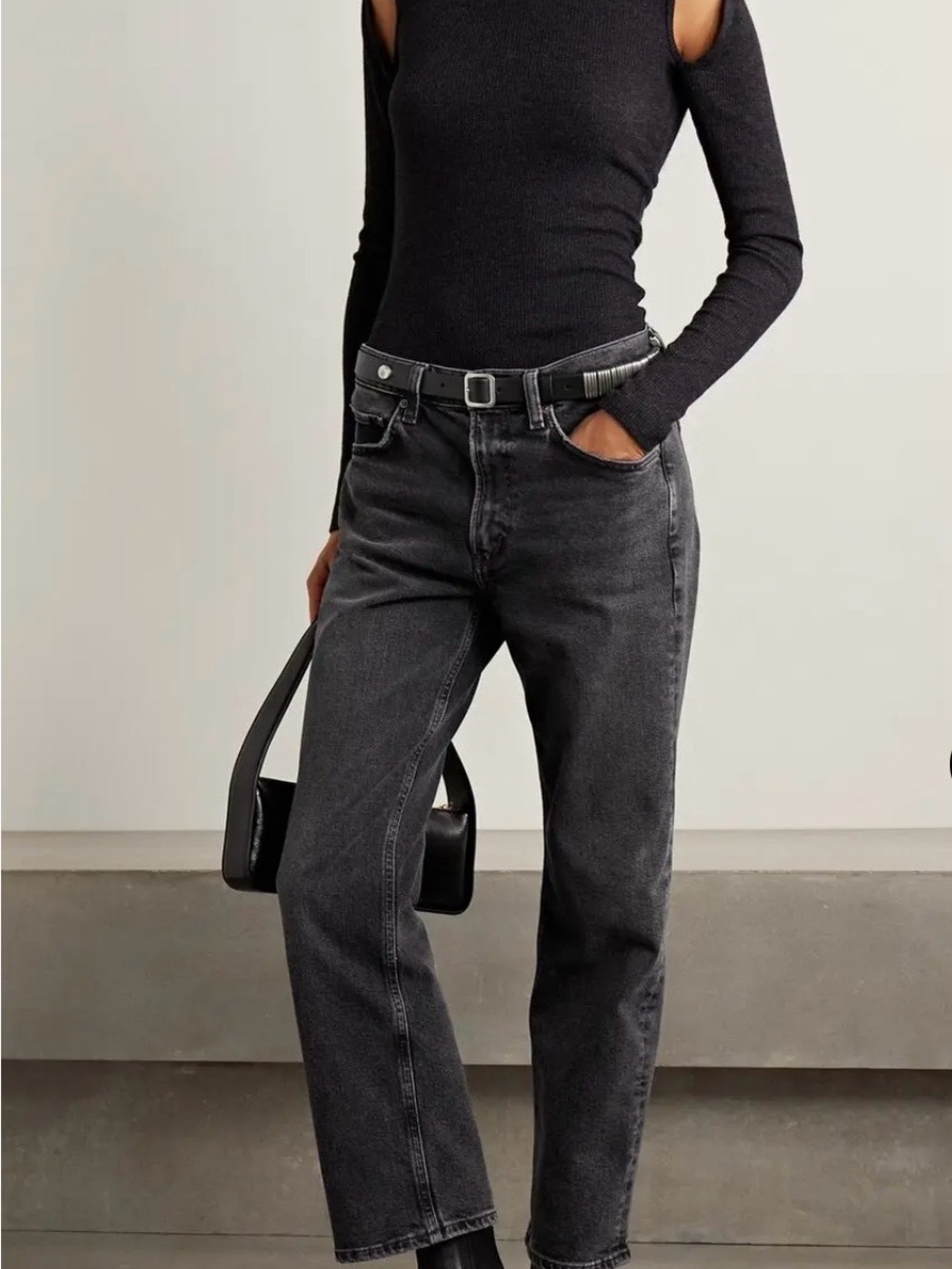 Agolde Valen Mid Rise Straight Leg Jeans Washed Black Classic Women’s Size 26